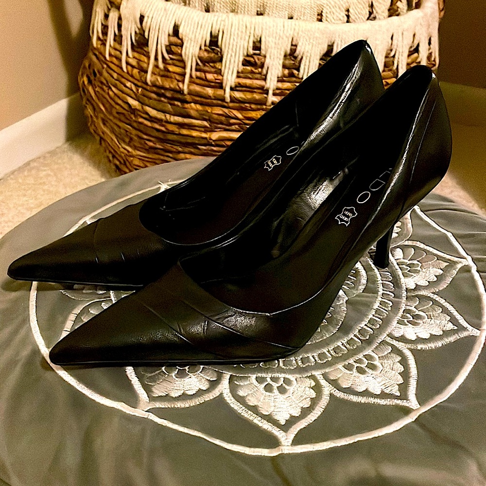 Black, Aldo, 7.5, Heels, Leather, Sexy, Evening, Classy, Pointed Toe, Stiletto